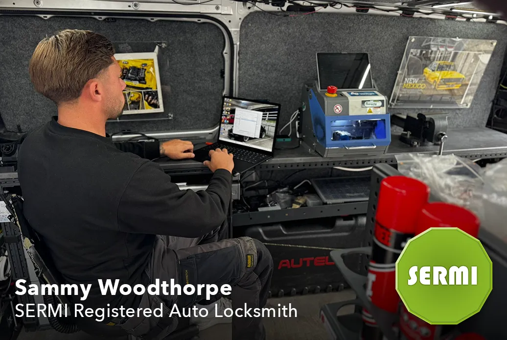 Sammy Woodthorpe, SERMI registered mobile auto locksmith, at work